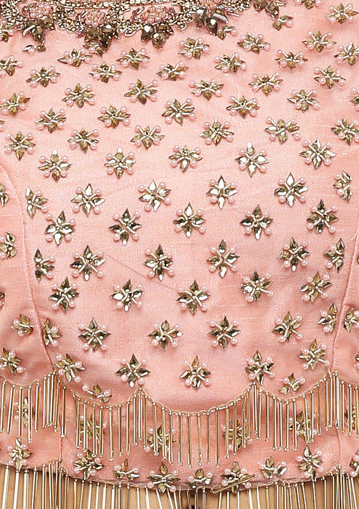 Pink and Pista Green Net Designer Lehenga-Koskii