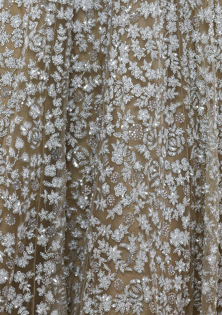 Sparkling Silver Embellished Designer Lehenga-Koskii