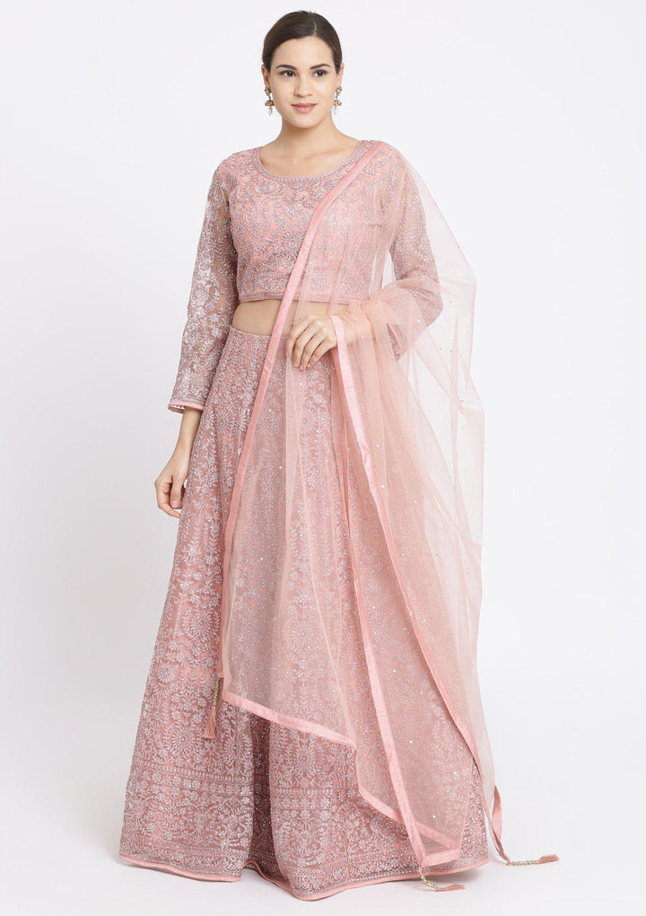 Mauve Zariwork Net Designer Lehenga-Koskii