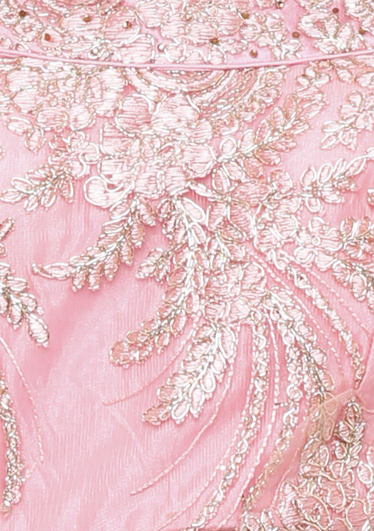 Glittering Pink Embellished Net Designer Gown-Koskii