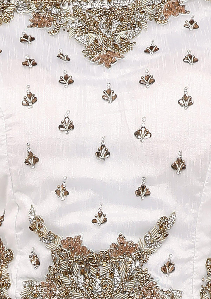 Light Blue Brocade Designer Lehenga-Koskii