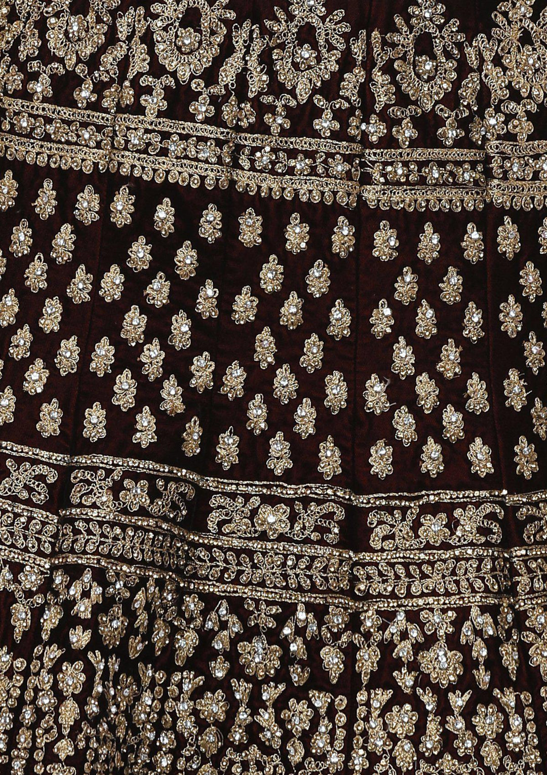 Maroon and Pink Embellished Velvet Designer Lehenga-Koskii