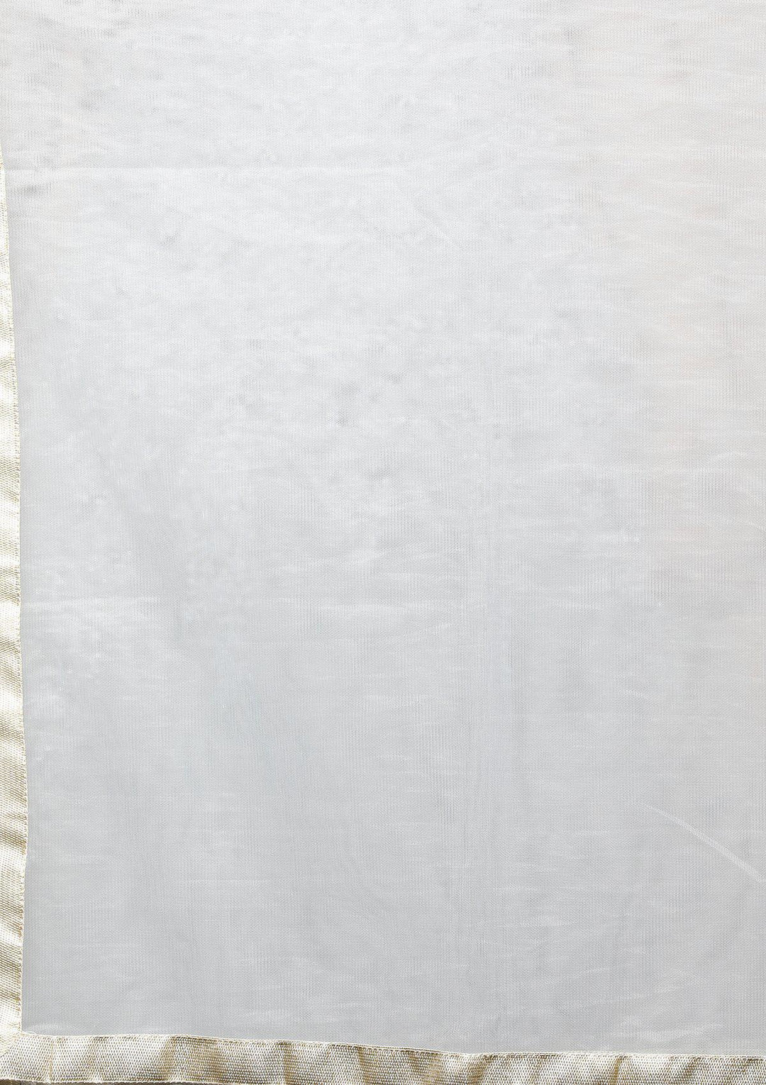 Powder Blue Threadwork Net Designer Gown-Koskii