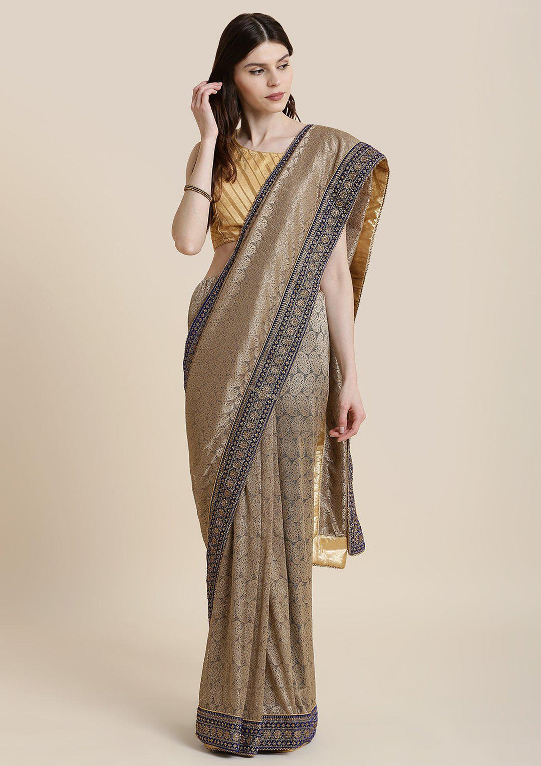 Gold Zariwork Net Designer Saree-Koskii