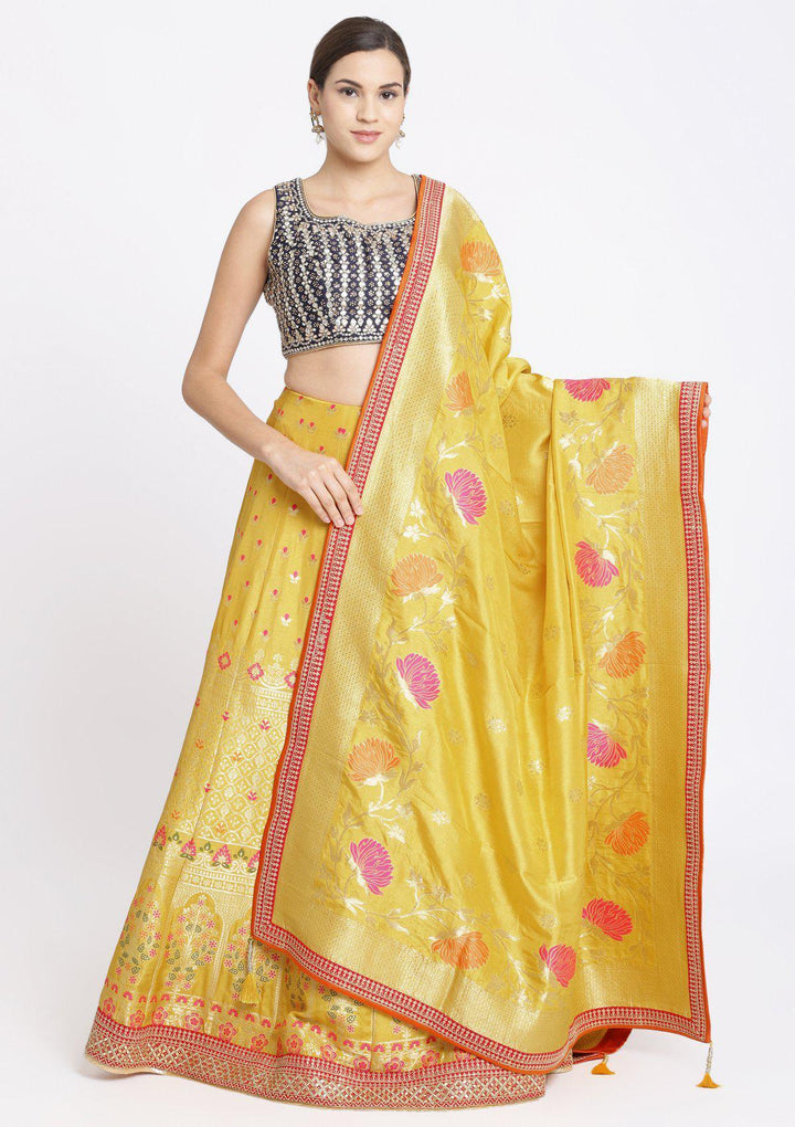 Yellow Gotapatti Brocade Designer Lehenga-Koskii
