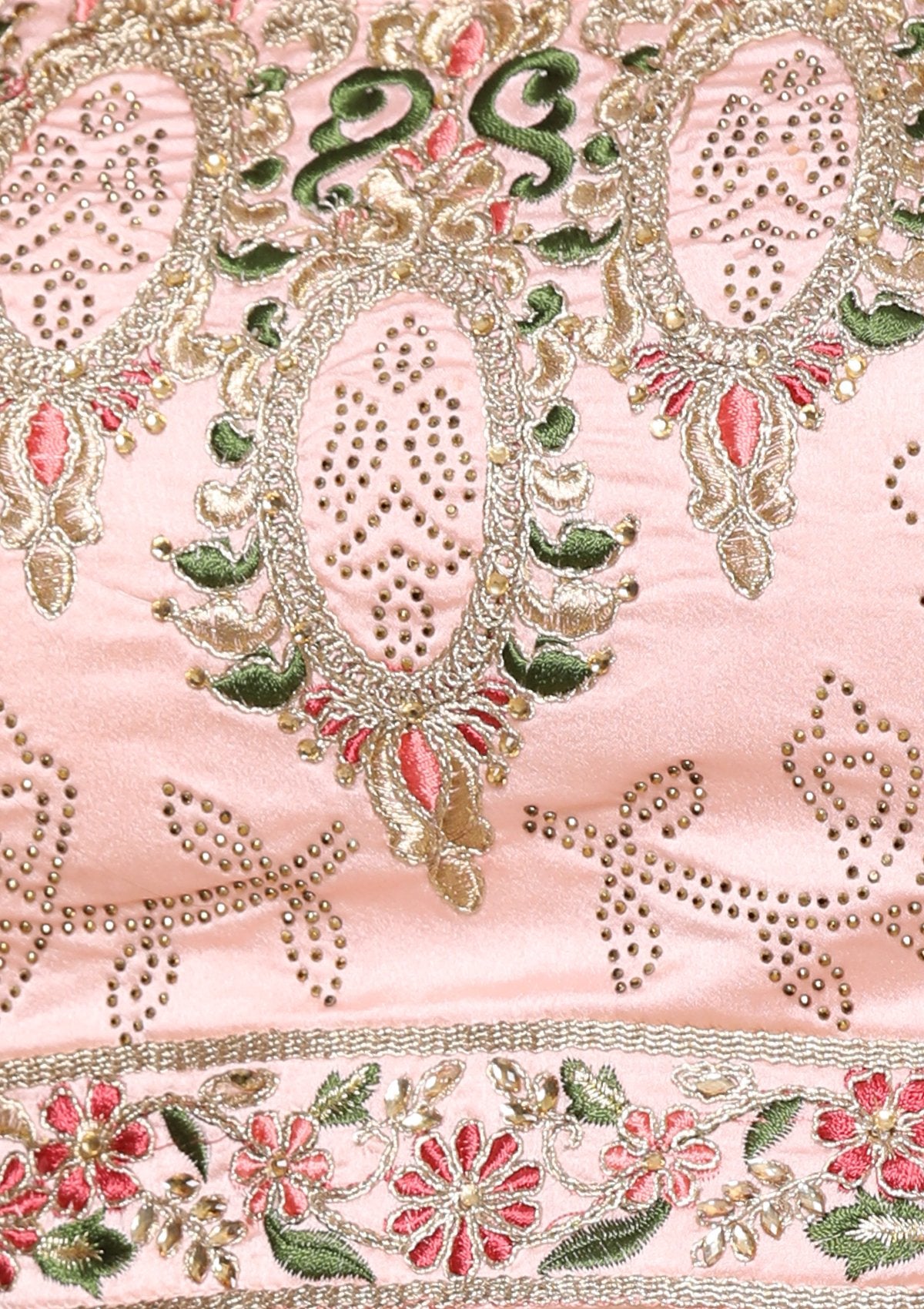 Pink Thread Work Satin Silk Designer Lehenga-Koskii