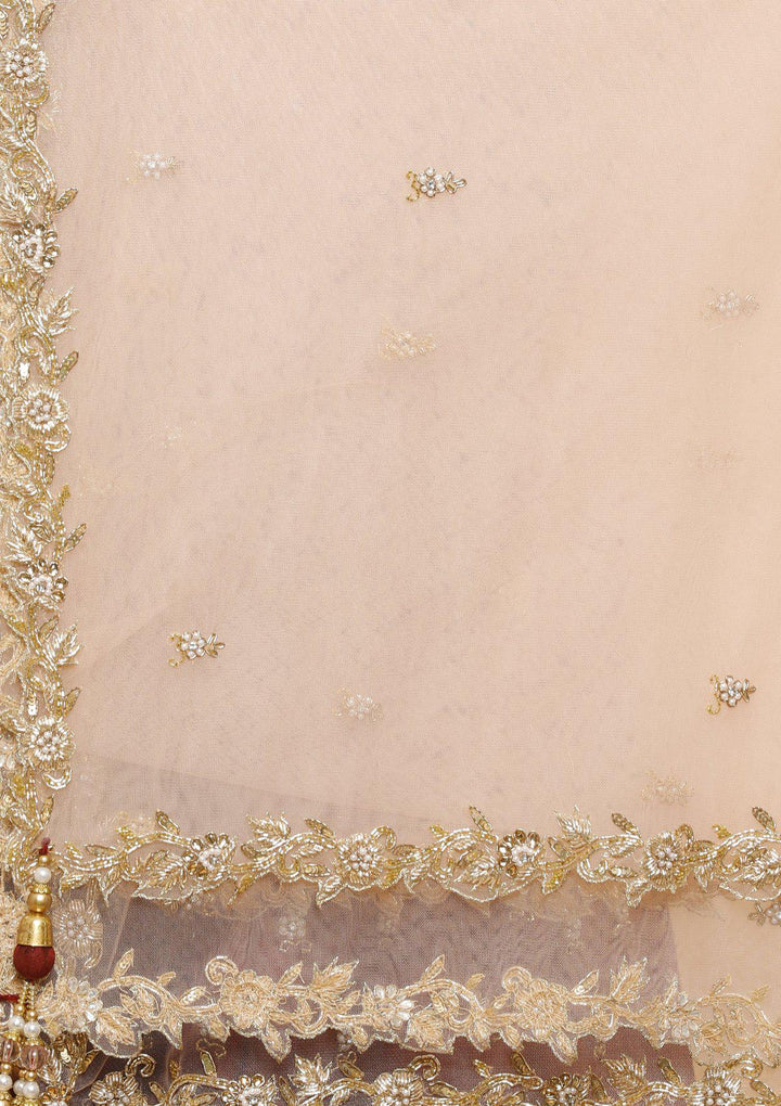 KOSKII rawsilk maroon and pink bridal lehenga-Koskii