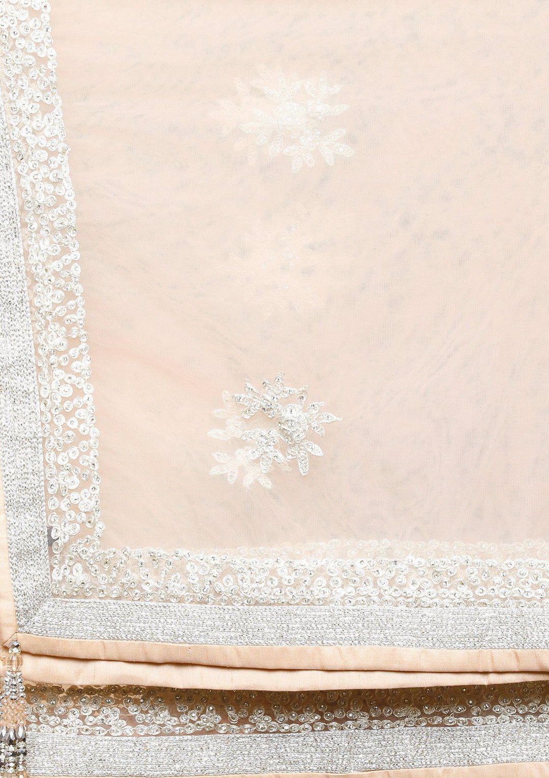 Peach Thread Work Net Designer Lehenga-Koskii