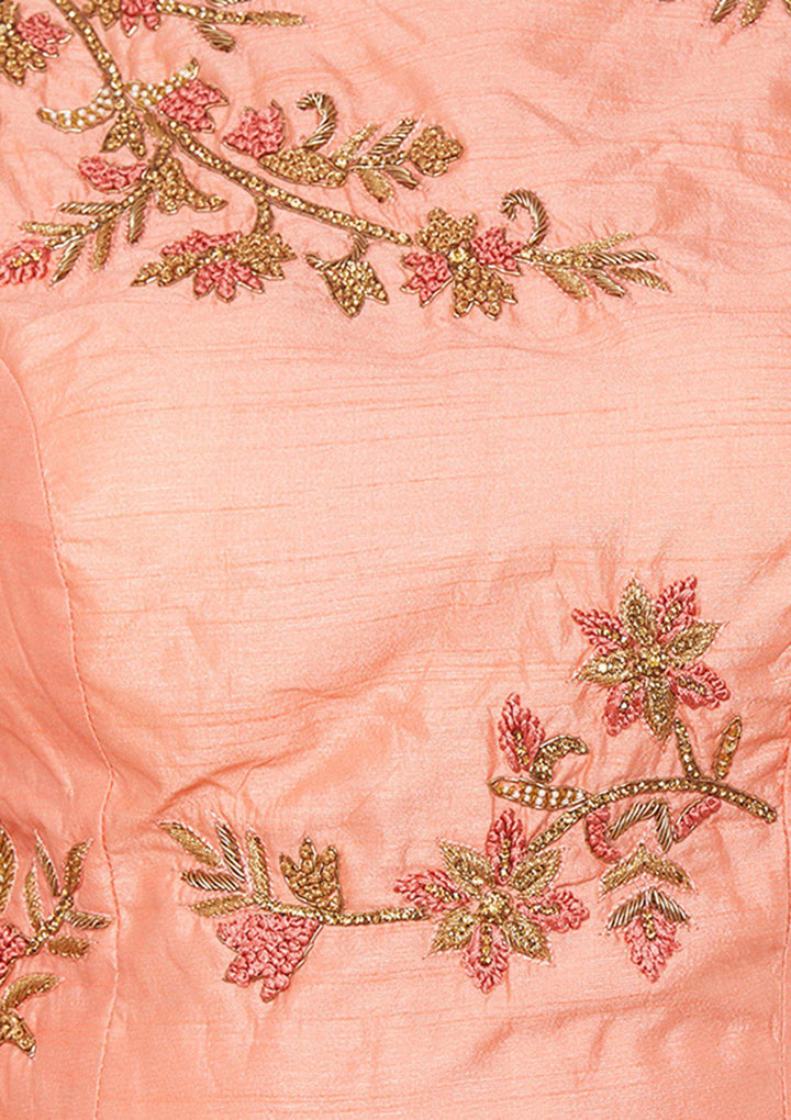 Peach Zariwork Net Designer Lehenga-Koskii