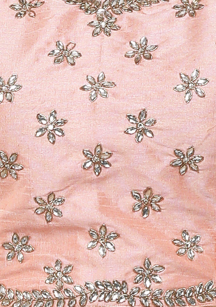 Peach Zardozi Work Silk Designer Lehenga-Koskii