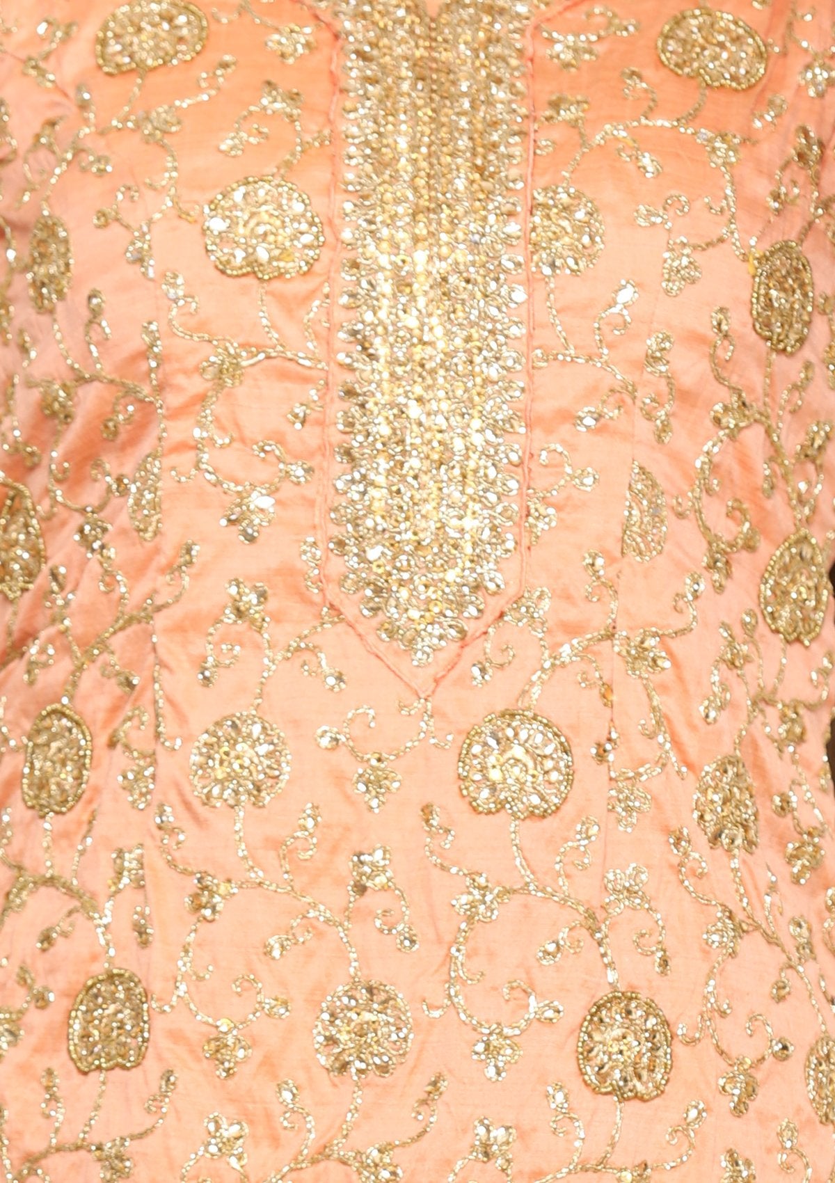 Peach and gold designer salwar suit-Koskii
