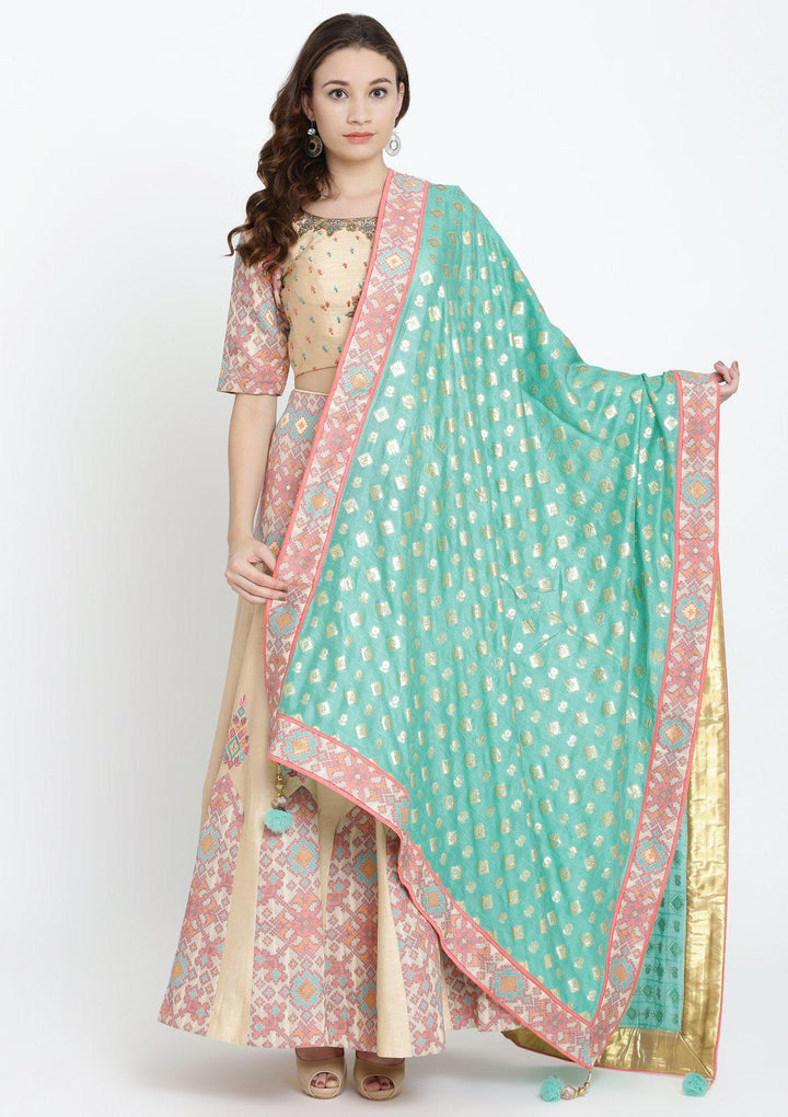 Cream Zardosi Rawsilk Designer Lehenga-Koskii