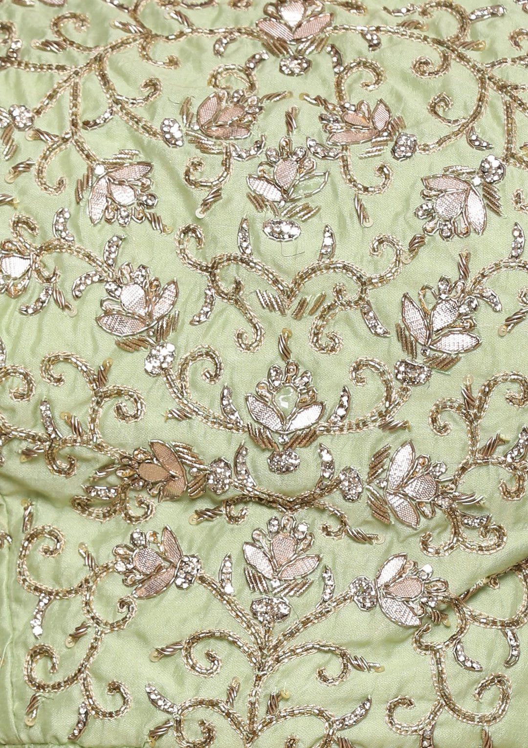 Pista Green Gotta Pathi Silk Designer Lehenga-Koskii