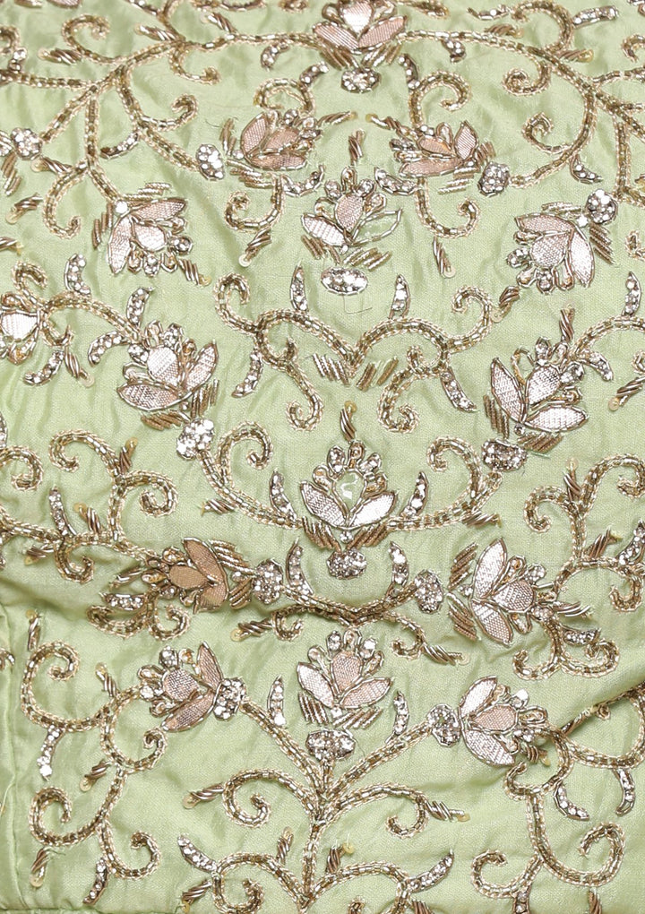Pista Green Gotta Pathi Silk Designer Lehenga-Koskii