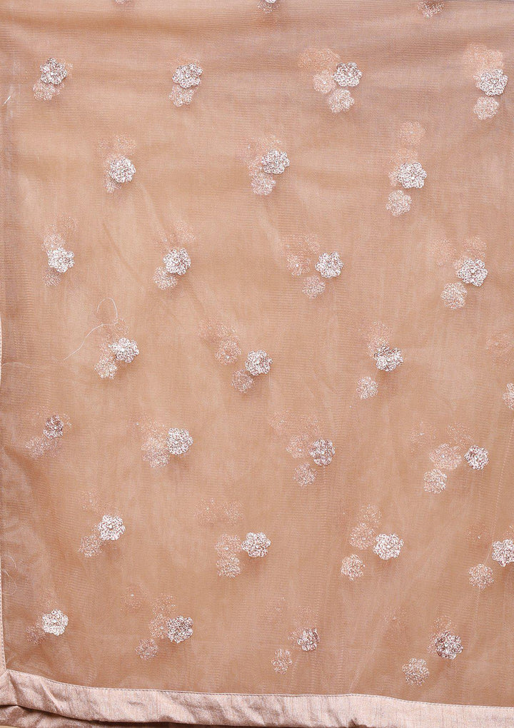 Dusty Rose Threadwork Net Designer Lehenga-Koskii