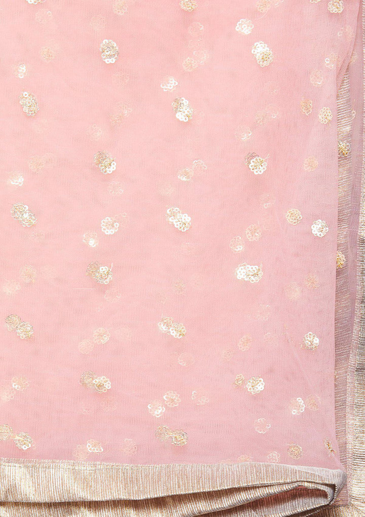 Pink Thread-Work Net Designer Lehenga-Koskii