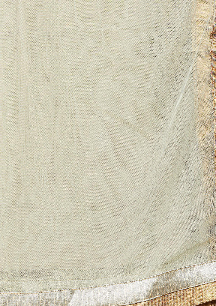 Silver Stonework Rawsilk Designer Lehenga-Koskii