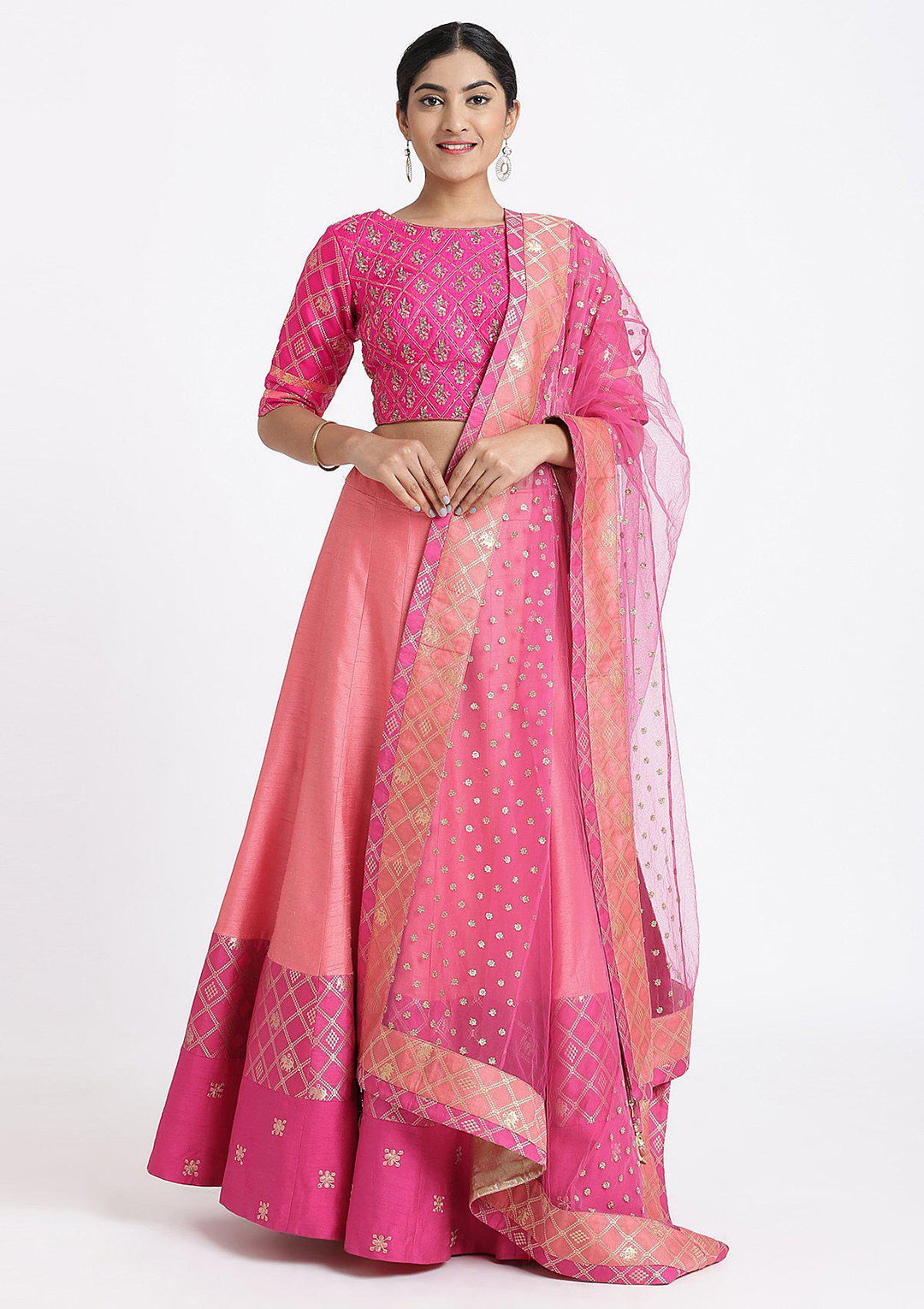 Peach Zardozi Rawsilk Designer Lehenga-Koskii