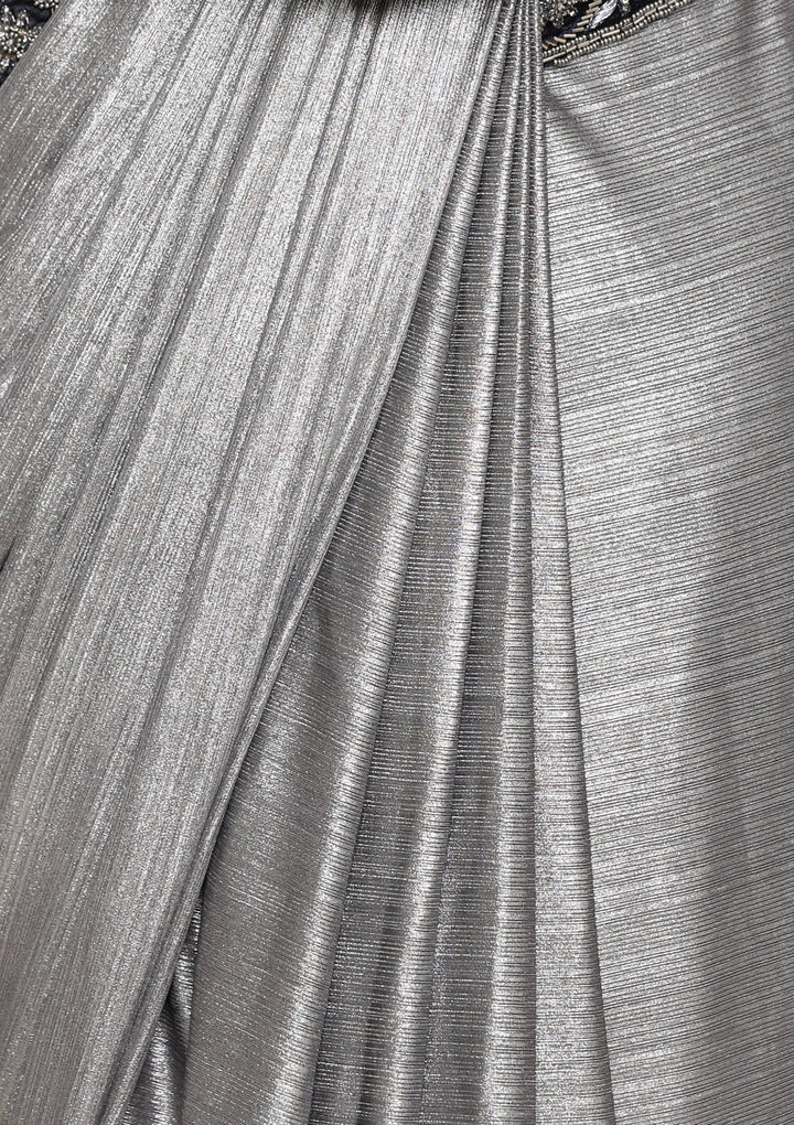 Grey Ready to Drape Designer Saree-Koskii