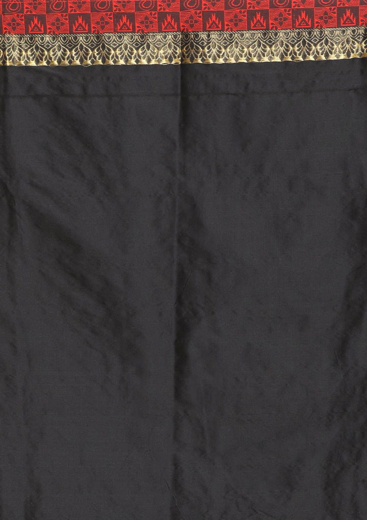 Black and Red Handwoven Saree-Koskii