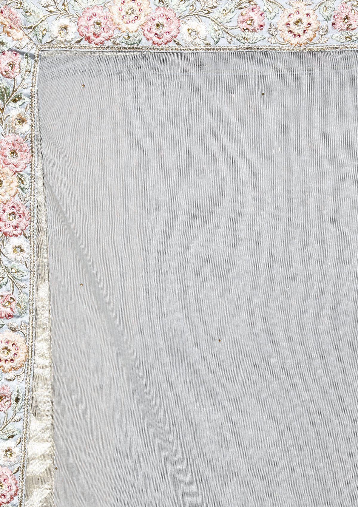 Grey Floral Net Designer Gown-Koskii
