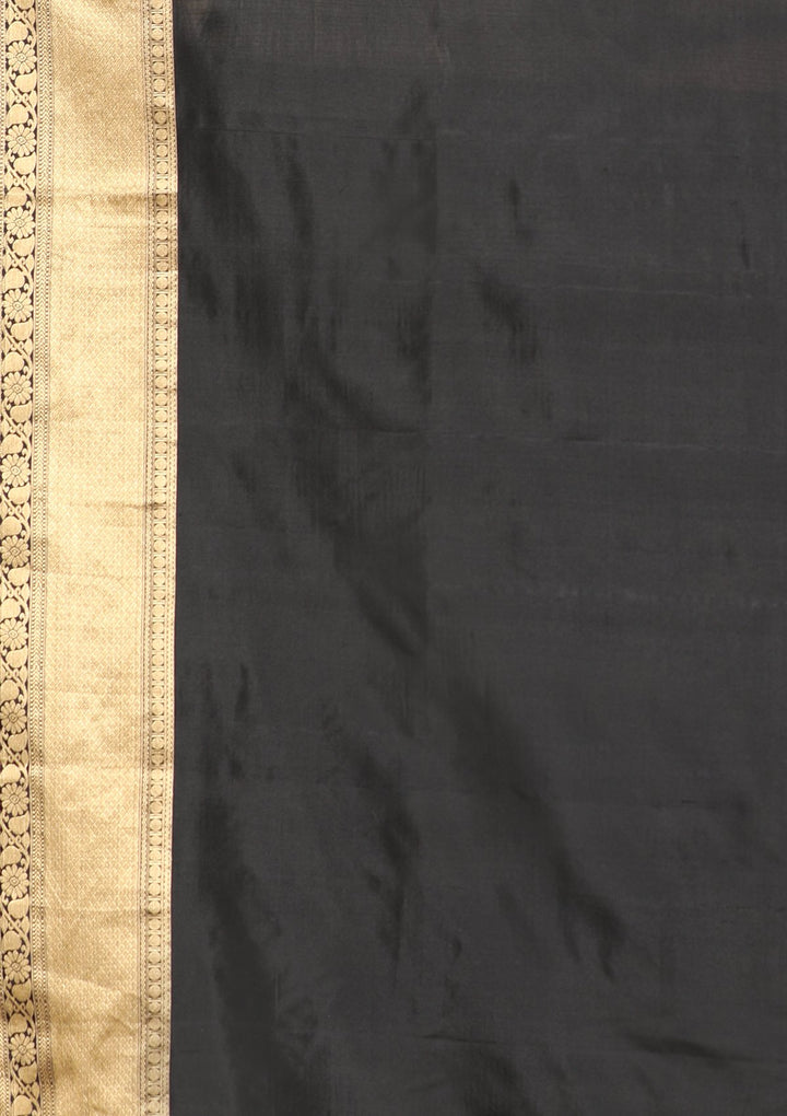 Black and Gold Handmade Saree-Koskii