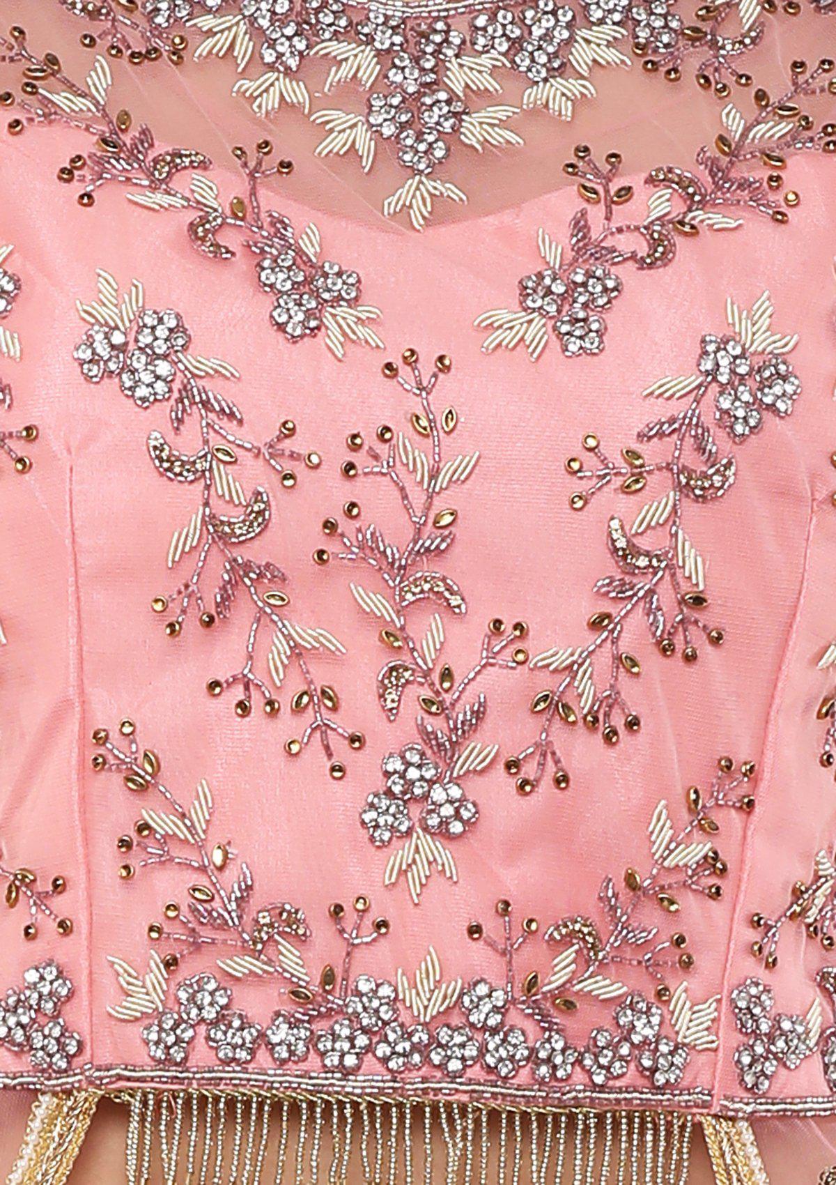 Light Pink Cutdana Work Silk Designer Lehenga-Koskii