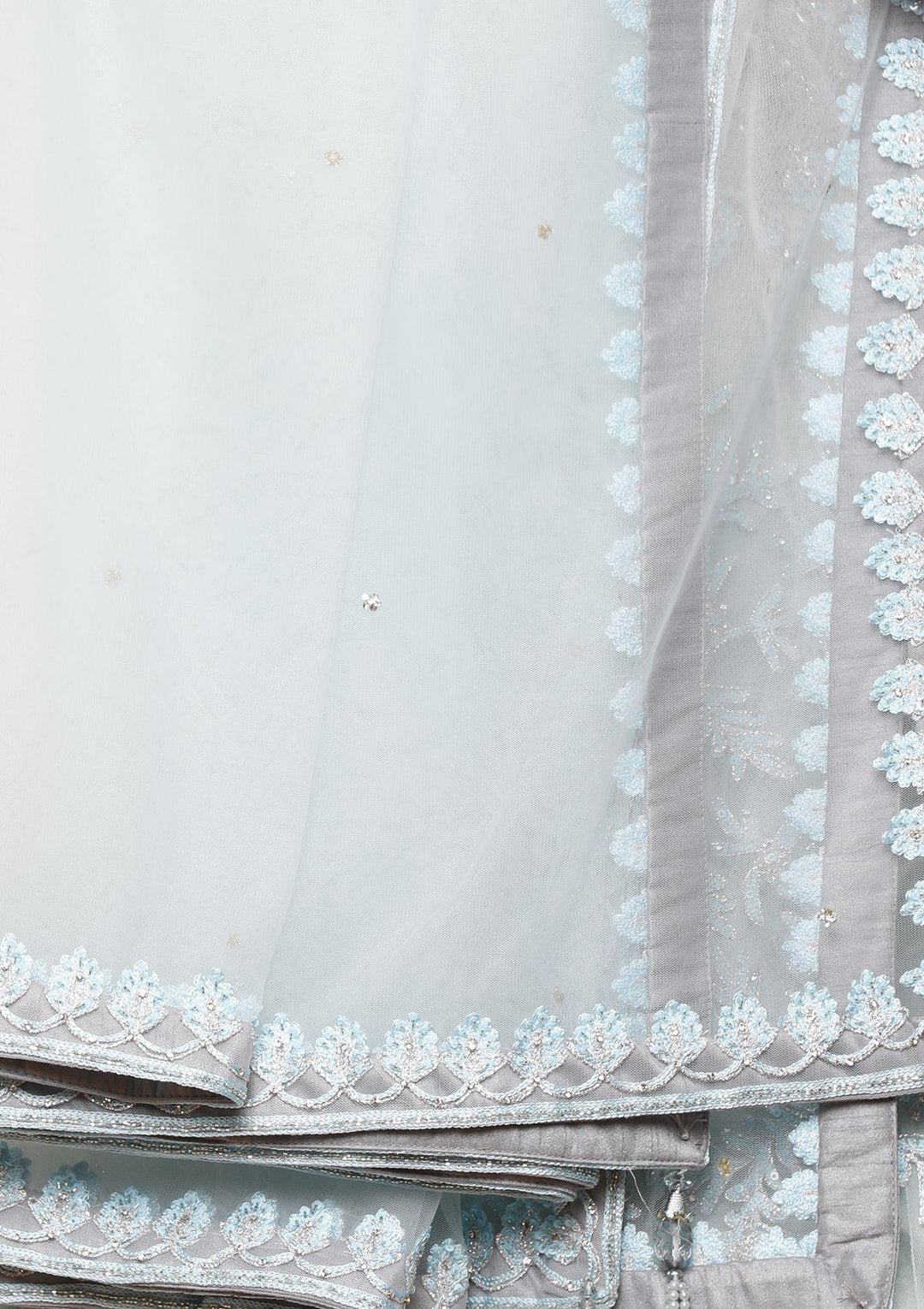 koskii pastel blue and grey bridal lehenga-Koskii