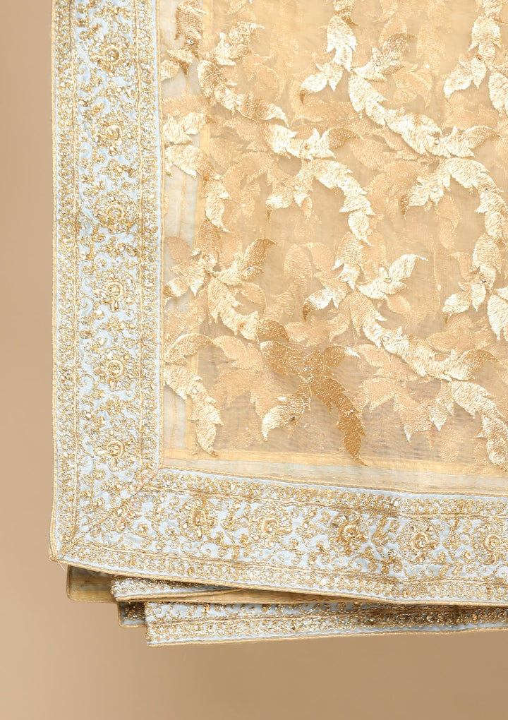 Light Grey and gold designer salwar suit-Koskii