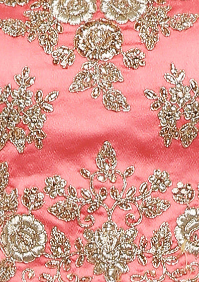 Pink Embellished Silk Designer Lehenga-Koskii