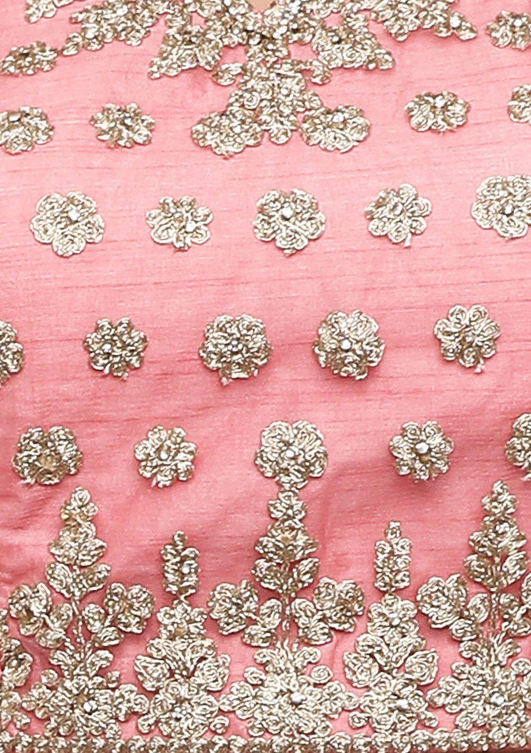 Pink Thread Work Net Designer Lehenga-Koskii