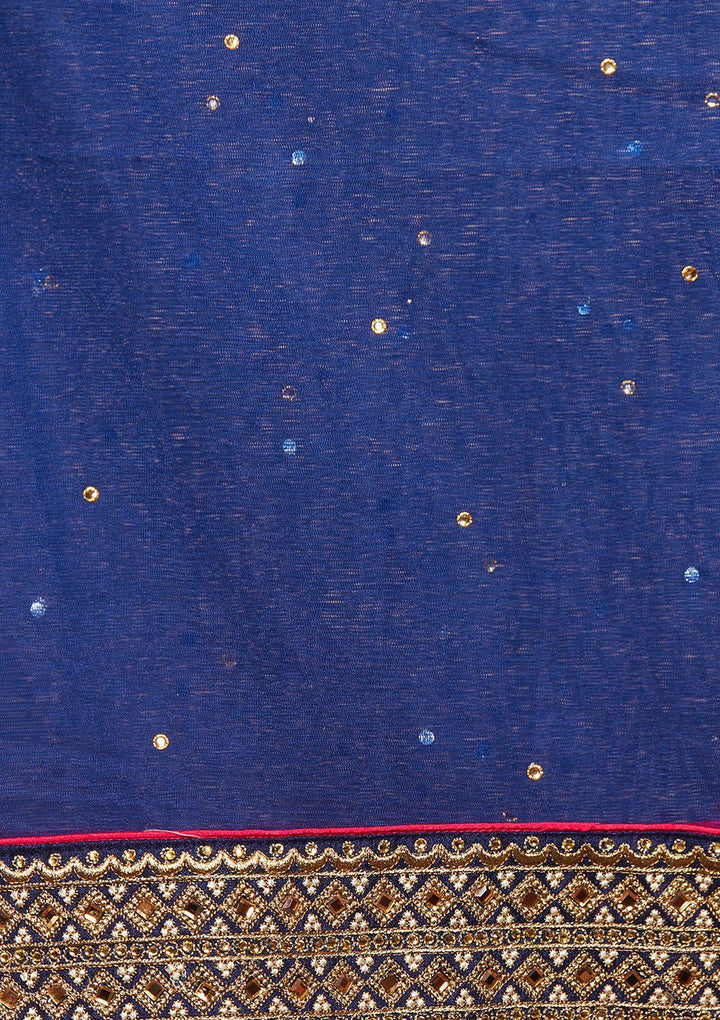 Blue Zariwork Net Designer Lehenga-Koskii