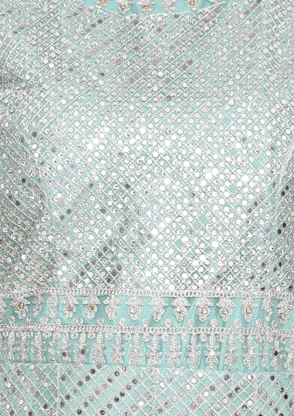 Sea Green Bead Work Net Designer Gown-Koskii
