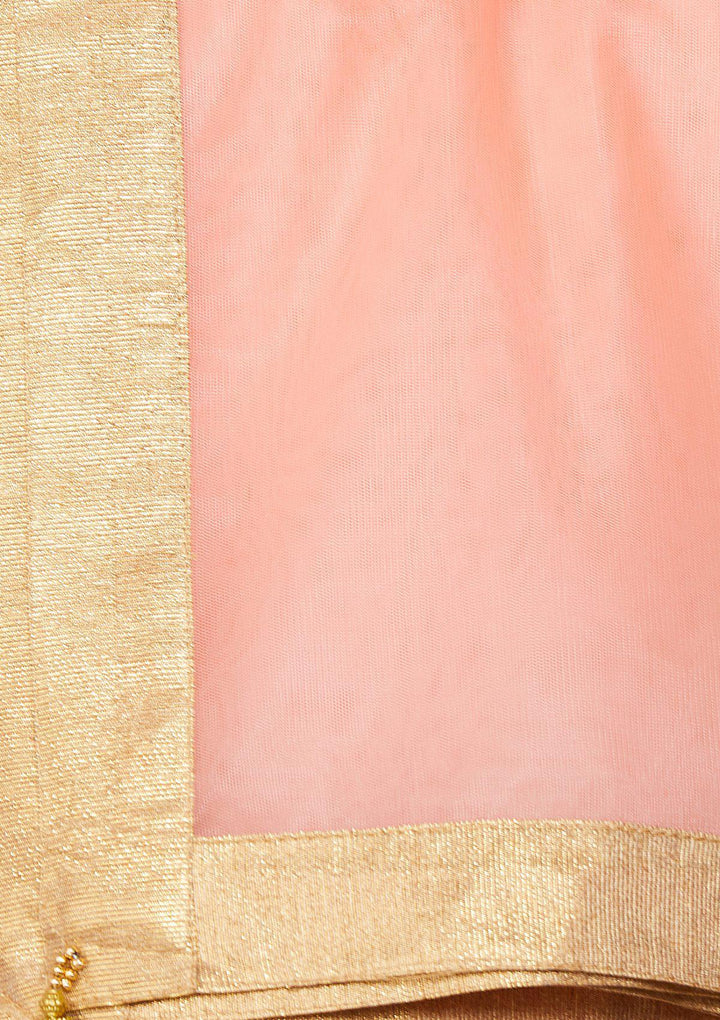 Pink Sequinned Net Designer Lehenga-Koskii