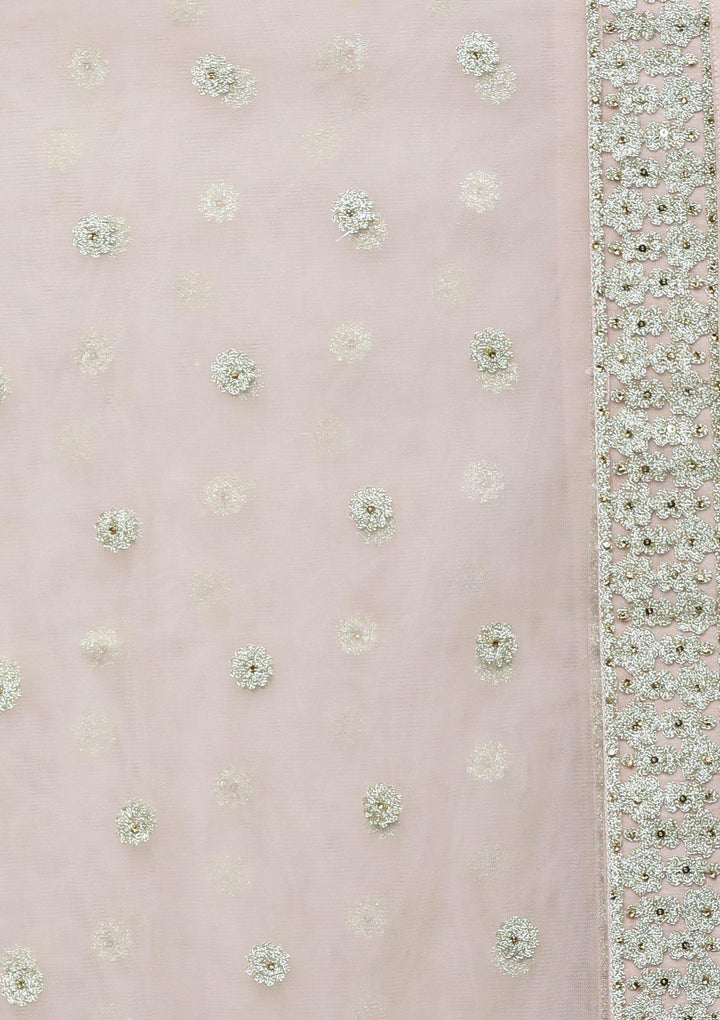 Peach Net Thread Work Designer Lehenga-Koskii