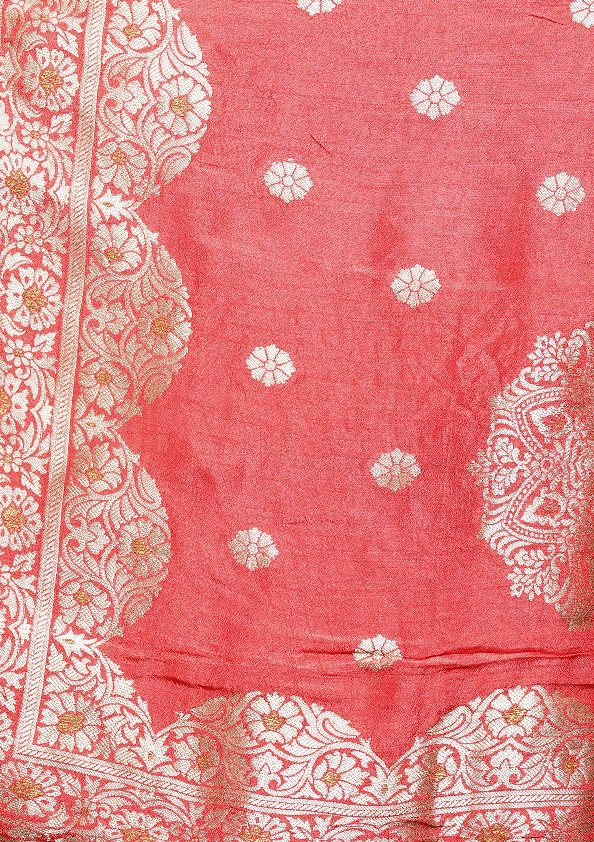 Beige and Red Silk Designer Salwar Suit-Koskii