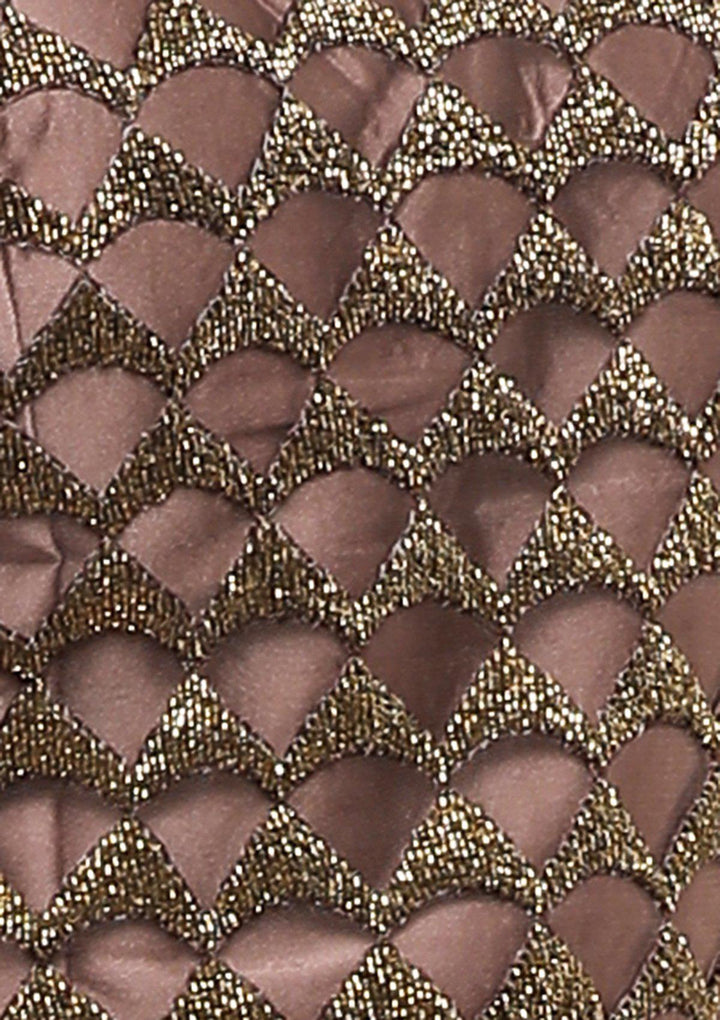 Dark Mauve Floral Net Designer Lehenga-Koskii