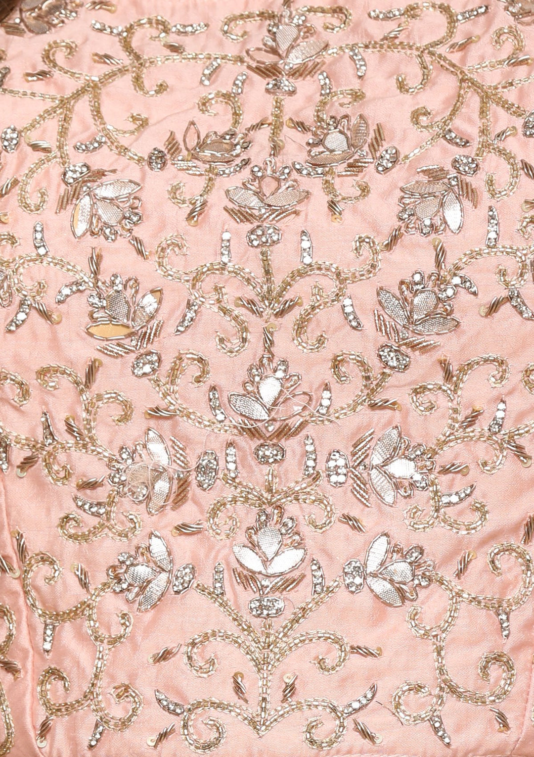 Peach Pink Cutdana Work Brocade Designer Lehenga-Koskii