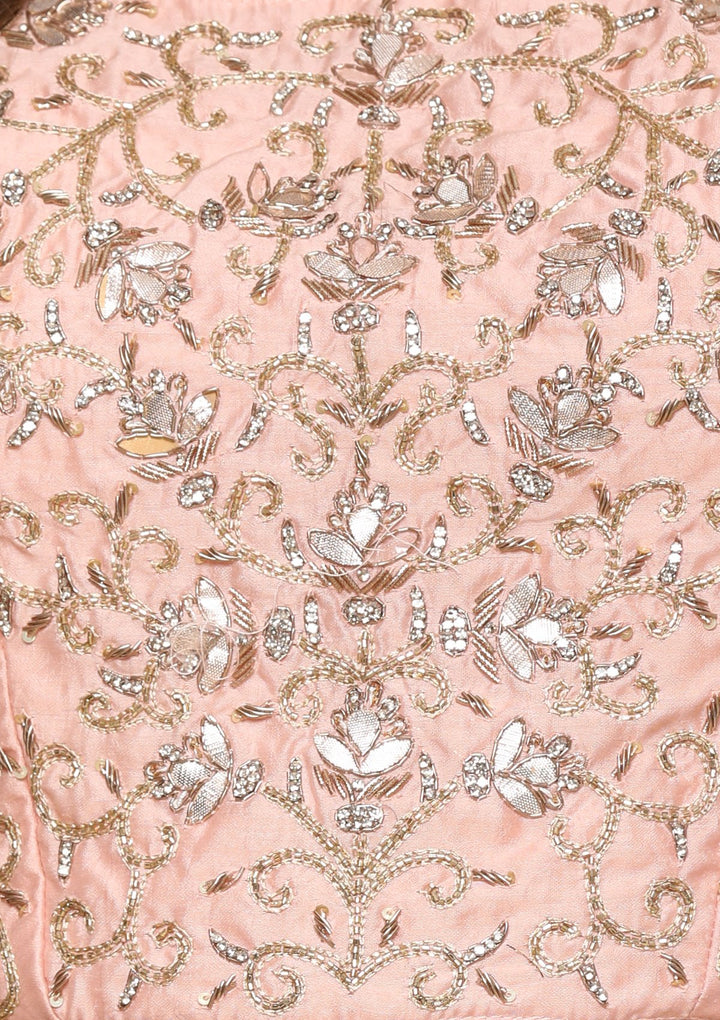 Peach Pink Cutdana Work Brocade Designer Lehenga-Koskii