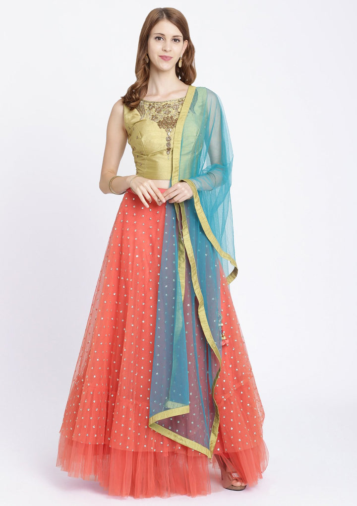 Pink Stonework Net Designer Lehenga-Koskii