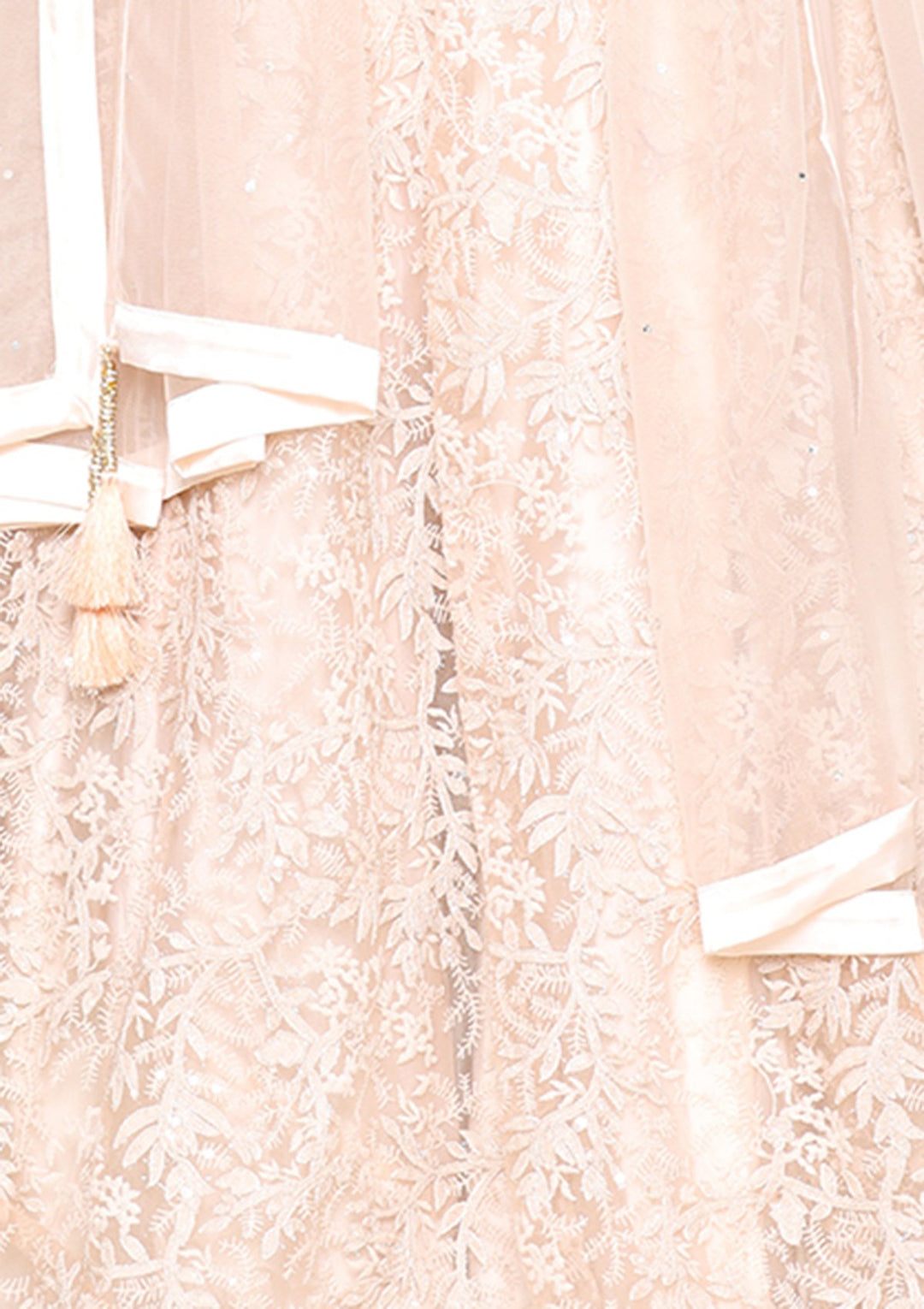 Pink Pearl Embellished Satin Designer Lehenga-Koskii