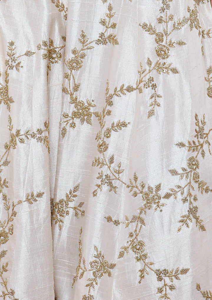 Ivory White Zardozi Work Designer Lehenga-Koskii