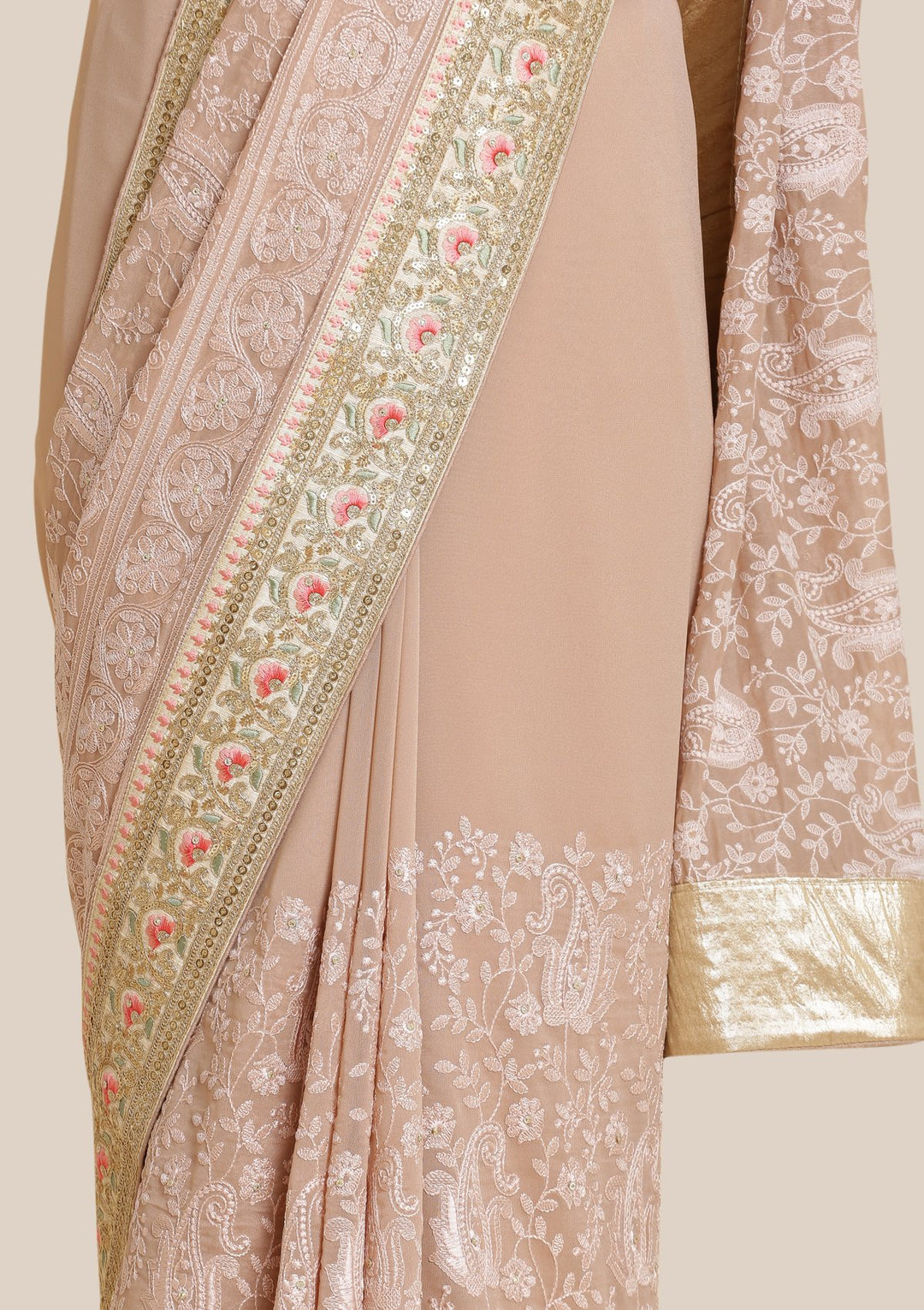 Mauve Zariwork Chiffon Designer Saree-Koskii