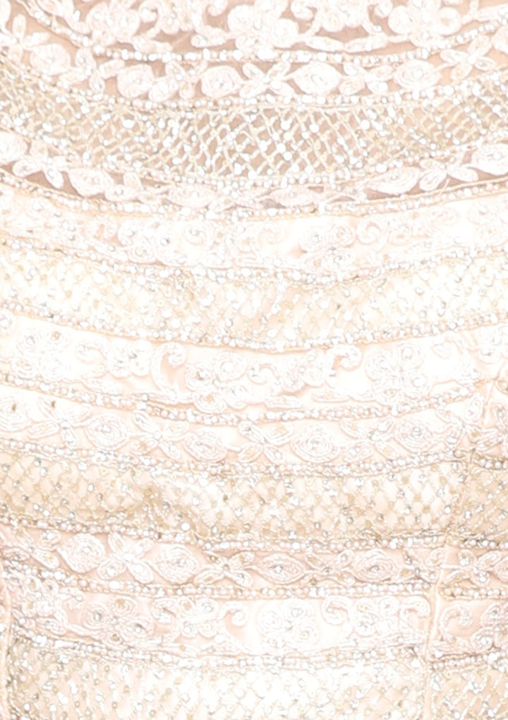 Pink Pearl Embellished Satin Designer Lehenga-Koskii