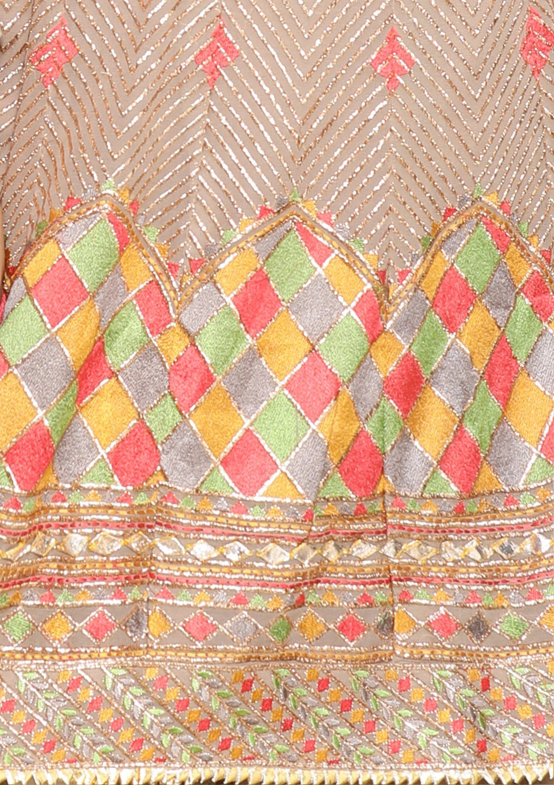 Brown Thread Work Net Designer Sharara-Koskii