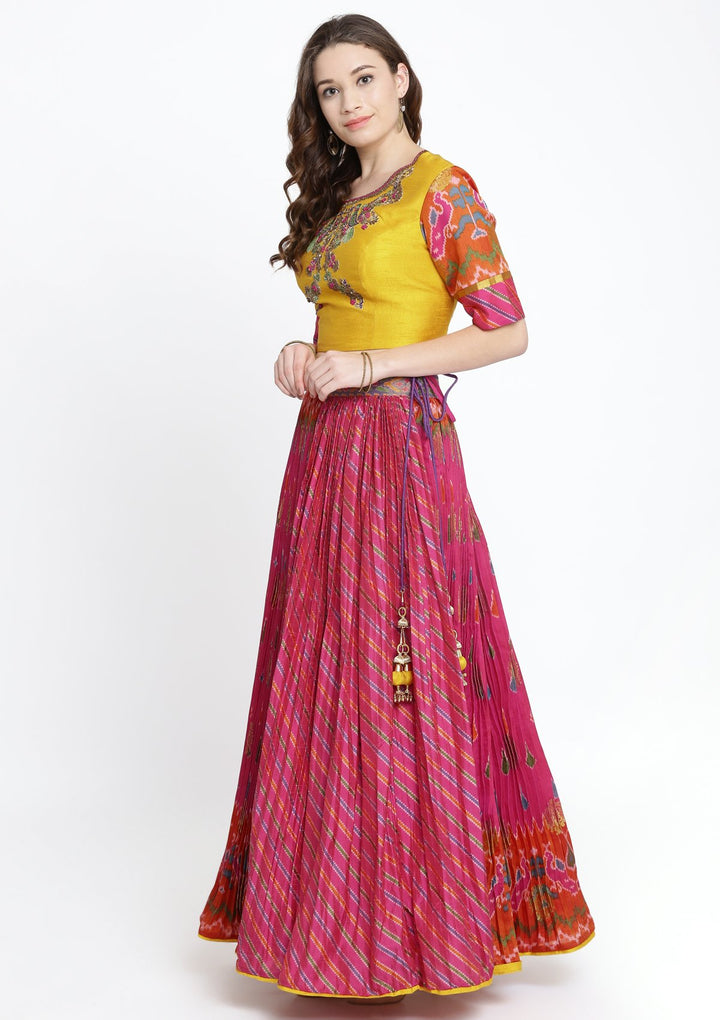 Fuschia Zardosi Rawsilk Designer Lehenga-Koskii