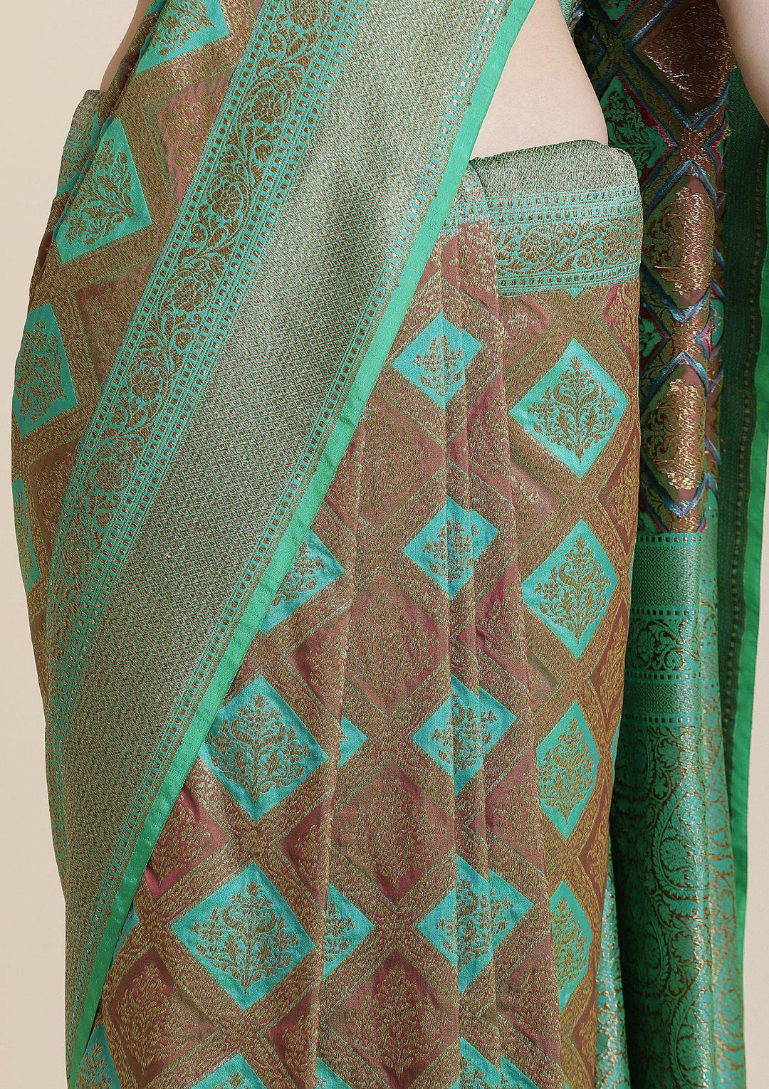 Green Zariwork Banarasi Designer Saree-Koskii