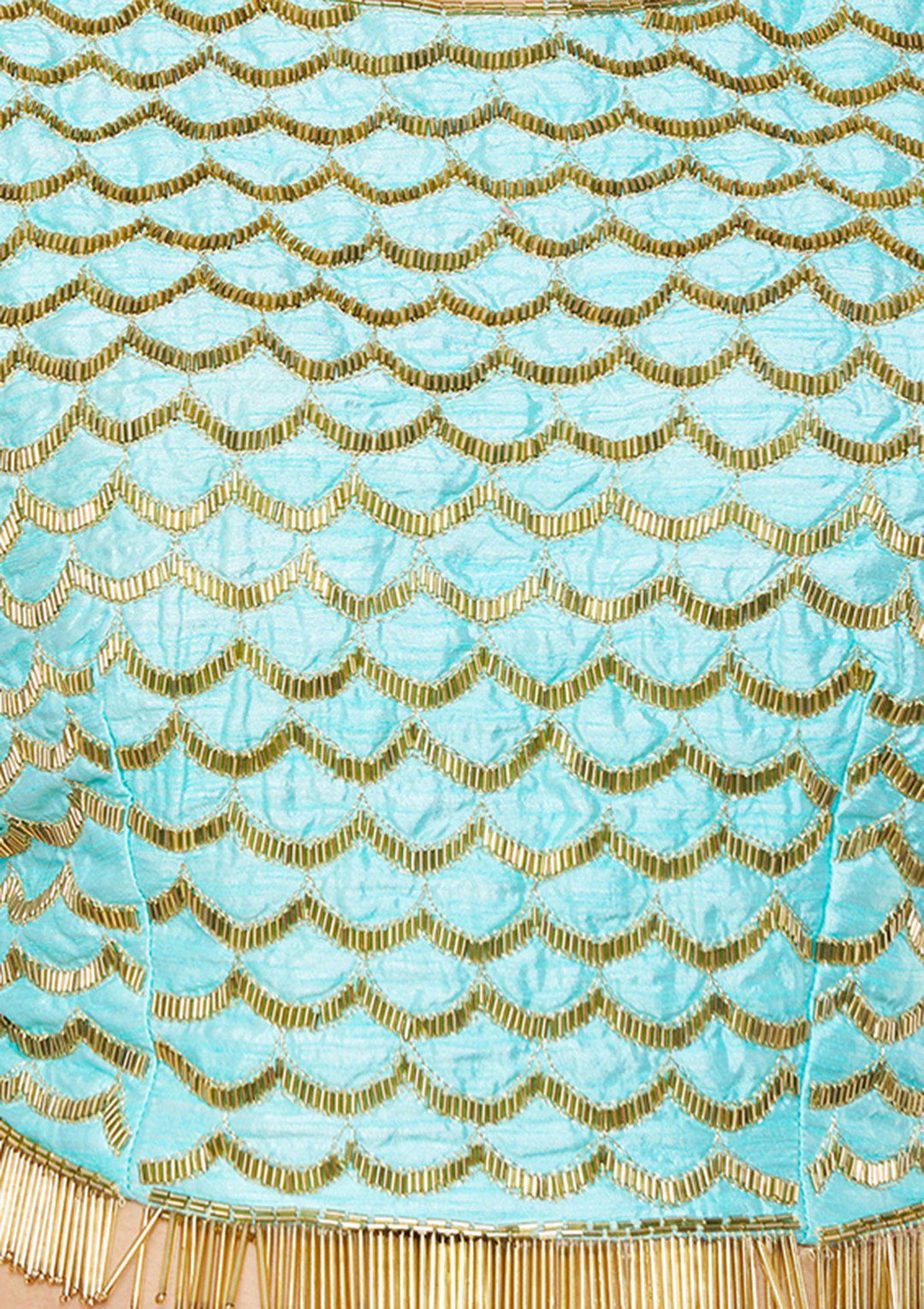 Ice Blue Cutdana Raw-silk Designer Lehenga-Koskii