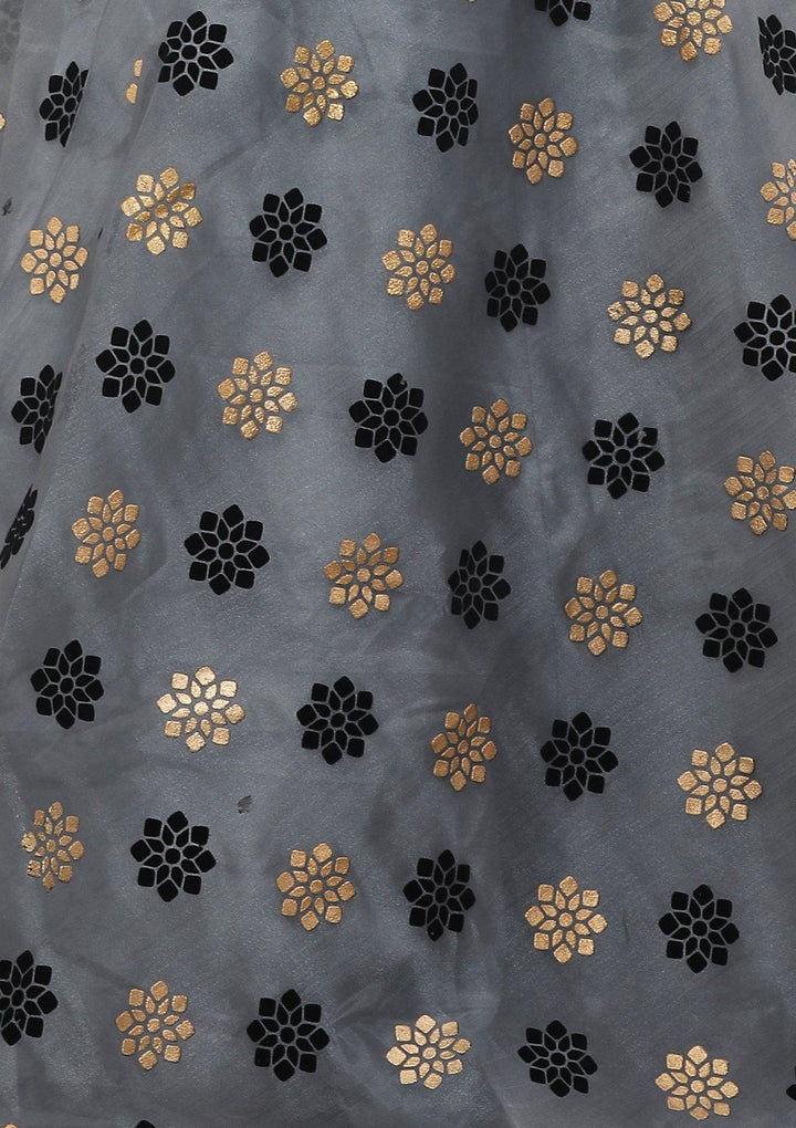 Koskii Grey Tissue Lehenga-Koskii