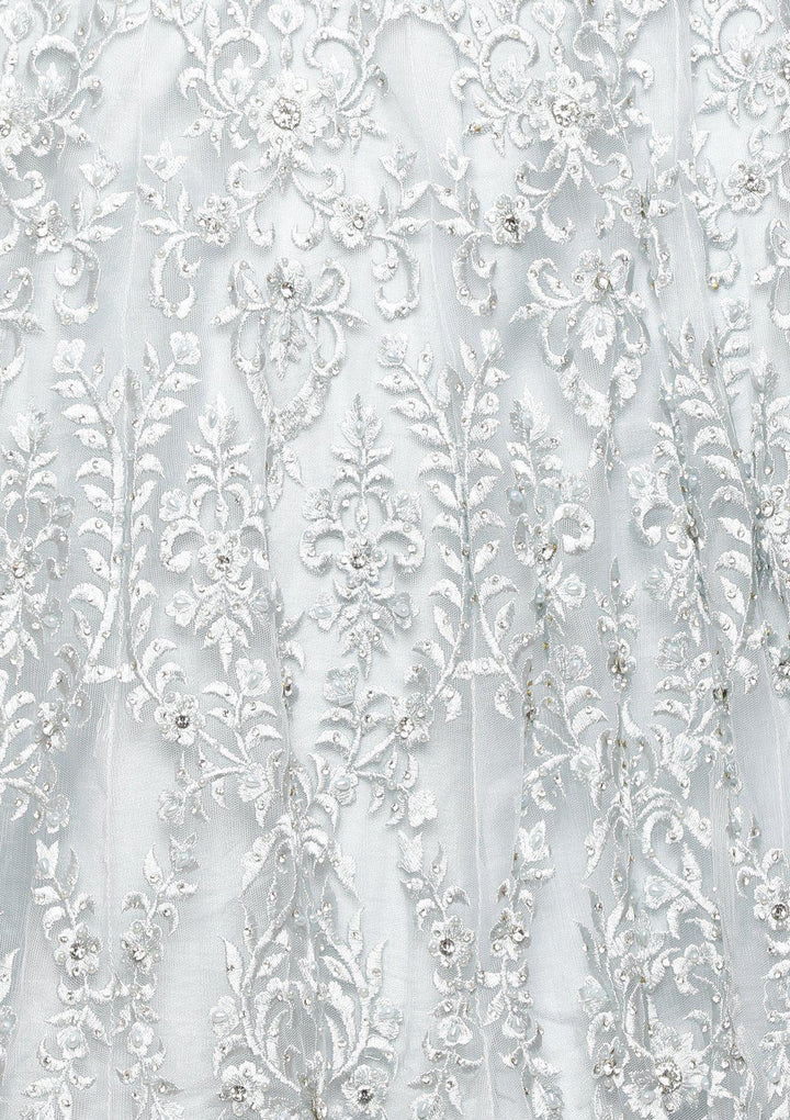 Steel Grey Threadwork Net Designer Lehenga-Koskii